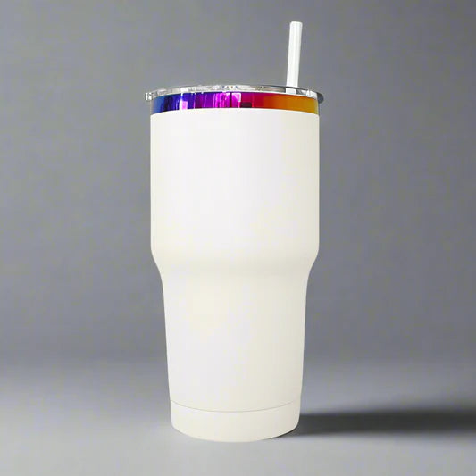 Custom Laser Engraved 30oz Rainbow Plated Tumbler (color variations available)
