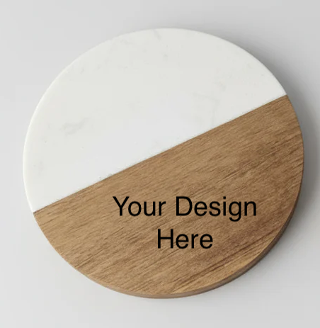 Custom Laser Engraved Acacia/Marble Coaster (Set of 4)